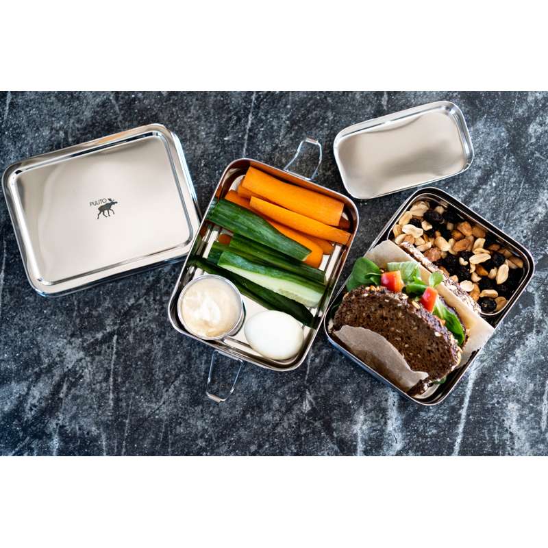 Pulito PureLunchBox Lunchbox - Roestvrij Staal - 3-in-1 - Groot
